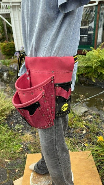 Ex Factory Sample - Bright Pink Combination tool belt with hammer holder and tape clip