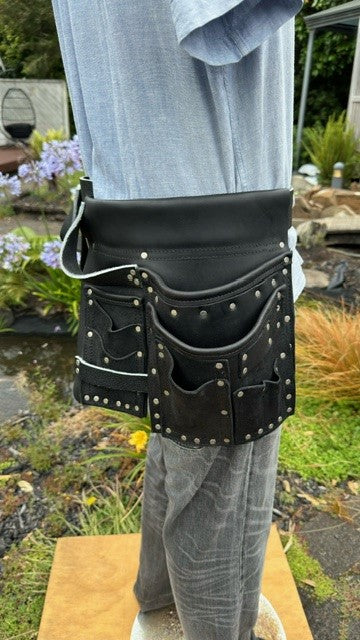 Ex Factory Sample - Black Rambo toolbelt with top pockets and leather belt