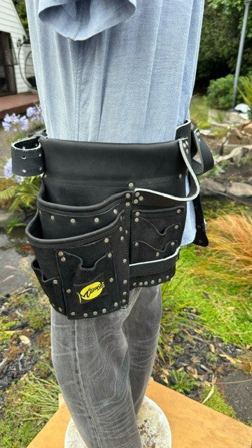 Ex Factory Sample - Black Rambo toolbelt with top pockets and leather belt